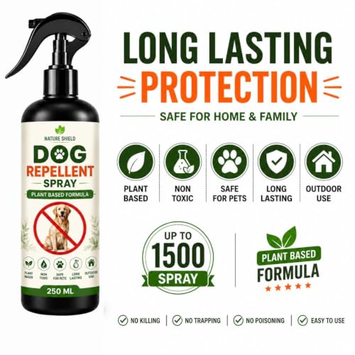 Image of Dog Repellent Outdoor | Dog Deterrent for Protect Yard, Plant, Lawn & Garden, Boundaries, Vehicles | Dog Pee & Poop Repellant | 250ML