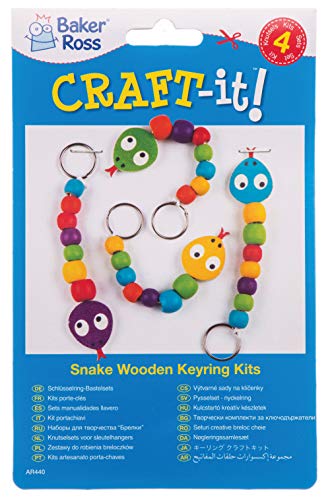 Baker Ross Snake Wooden Keyring Kits – Pack Of 4, Keyring Making For Kids, Animal Crafts (Ar440) #TOP5