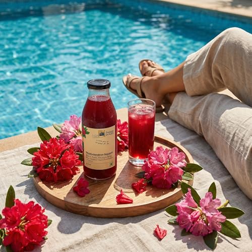 Image of MY PAHADI DUKAN (MPD) Buransh Sanjivni Flower Juice 300ml | No Sugar Added | No Artificial Colors | Himalayan Wellness Drink | Rich in Antioxidants & Vitamin C | Natural Rhododendron Squash