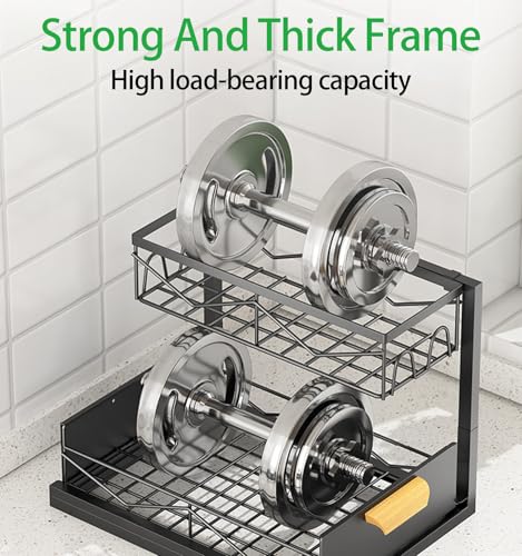 Axaron 2 Pack Organizador Bajo Fregadero, 2 Niveles, Estante Extraíble en Forma de L, Multiuso para Gabinetes de Cocina y Baño, Negro miniatura 5