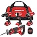 CRAFTSMAN V20 Cordless 4-Tool Power Tool Combo Kit with 2 Batteries and Charger (CMCK400D2)