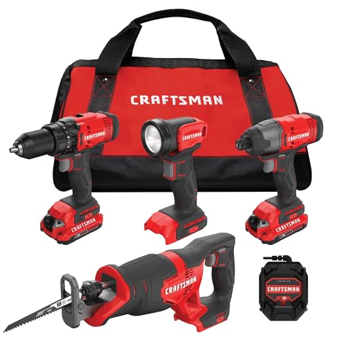 CRAFTSMAN V20 Cordless 4-Tool Power Tool Combo Kit with 2 Batteries and Charger (CMCK400D2) - Image 2