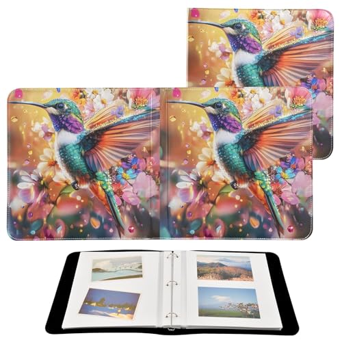 Álbum de Fotos Autoadhesivo con Diseño de Colibrí y Flores, Cubierta de Cuero Sintético PU, para Álbumes DIY, Bodas, Aniversarios y Recuerdos Familiares miniatura 2