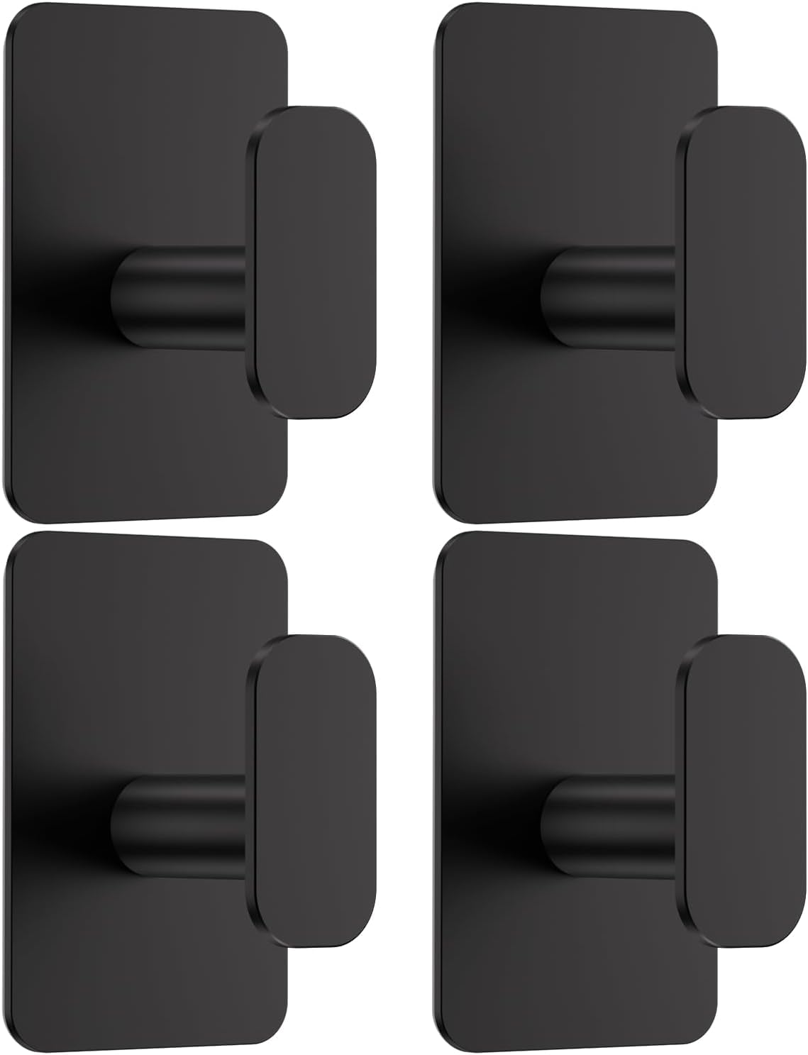 Aikzik 4 Pack Large Self Adhesive Hooks, Stainless Steel Sticky Hook Heavy Duty, Over 12kg Load - Strong Hooks for Hanging for Towel, Coat, Robe, Stick on Bathroom, Kitchen, Door and Wall, Black