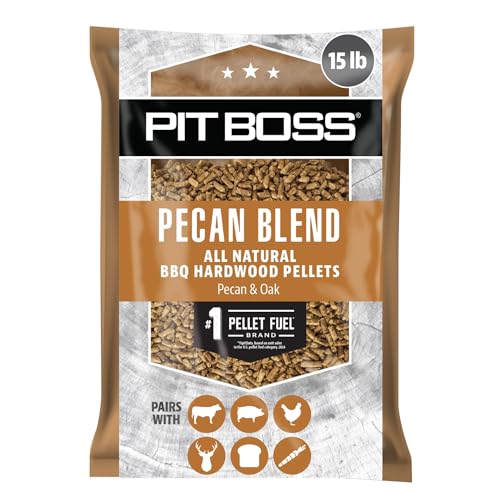 Pit Boss 100% All Natural BBQ Hardwood Pellets for Cooking Grilling and Smoking | 15 lbs. Wood Pellets for Pellet Grills and BBQ Smokers | Pecan Blend