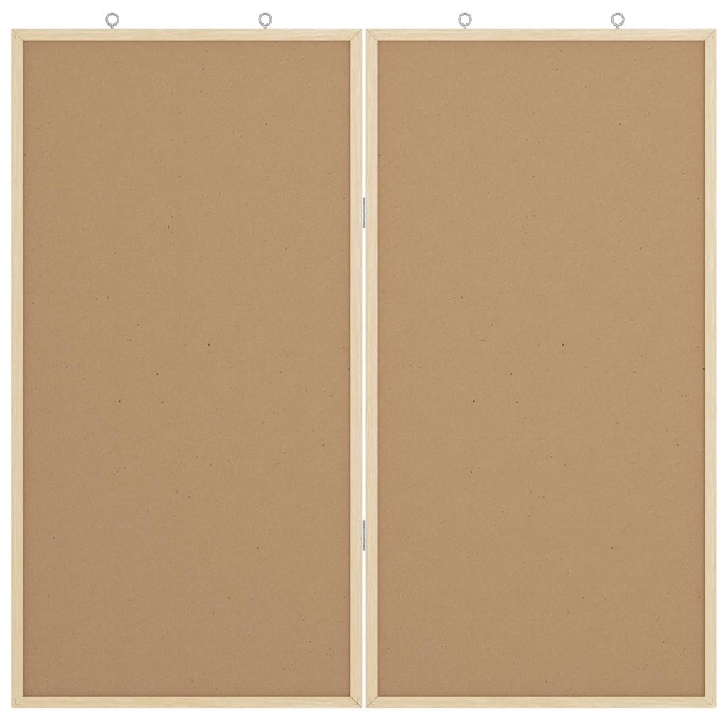 Lavagna informativa in legno di pino 80 x 80 x 1,4 cm, bacheca pieghevole per ufficio e home office, lavagna informativa nera da montare a parete