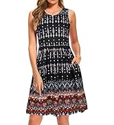 elescat Summer Dresses for Women Casual Sleeveless Tshirt Beach Flowy Tank Sundresses with Pockets