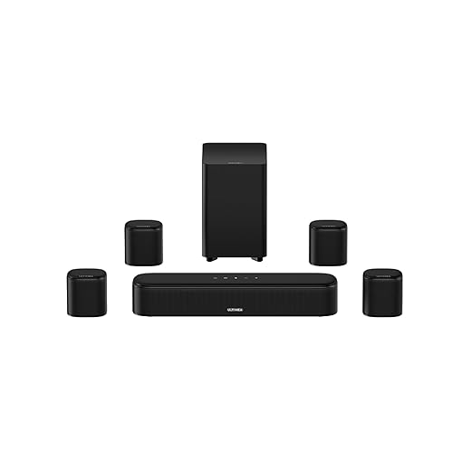 ULTIMEA 7.1ch Surround Sound Bar for Smart TV, 330W Peak Power, Virtual Surround Sound System for TV, Home Theater Soundbar with 4 Surround Speakers, App Control, Opt/AUX/BT, Aura A40 (2026 Upgraded)