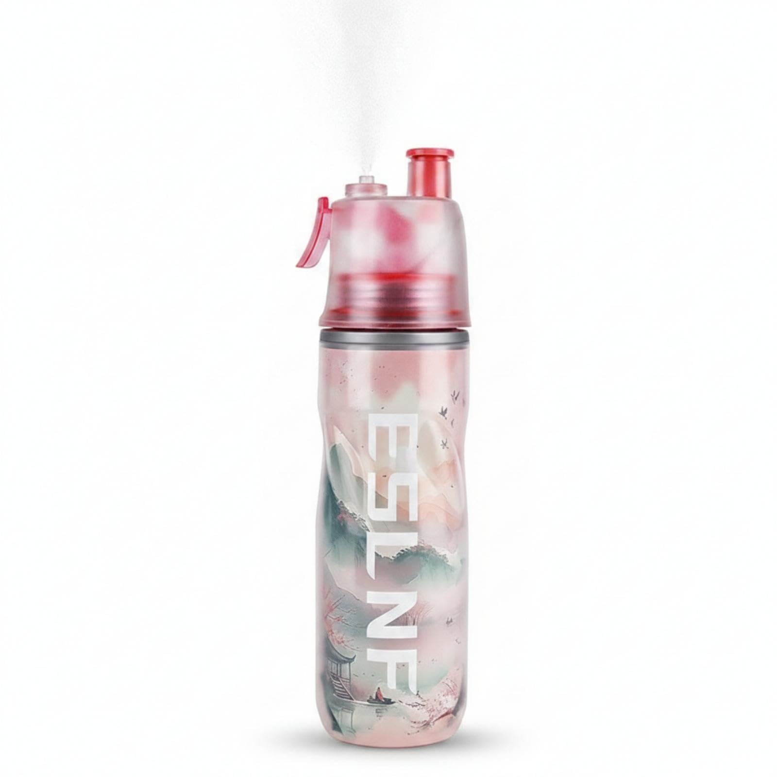 2-in-1 Spray Bottle combinedUse Mist Drink Bottle Translucent Water Supply Gear for Cyclists, Sports People Pink-image-41