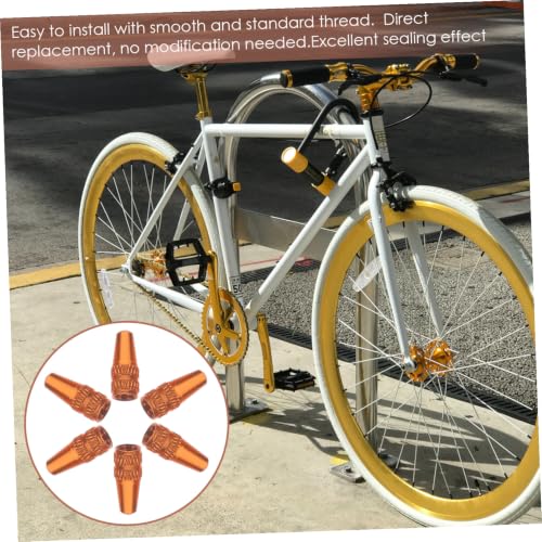 6 piezas de tapas de válvula para bicicleta de aleación de aluminio estilo francés naranja para cubiertas de válvula de neumáticos para bicicletas de carretera y montaña resistentes y fáciles de instalar con excelente sellado miniatura 4