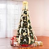BrylaneHome Fully Decorated Pre-Lit 6-Ft. Pop-Up Christmas Tree, Silver Gold