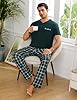 Leversic Men's Short Sleeve Pyjamas V-Neck T-Shirt Pjs Top and Long Plaid Sleep Pants Soft Comfortable Loungewear Set for Sleeping or Lounging at Home S-3XL(Green,3XL) #1