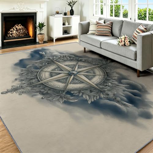 Alfombra de pelo bajo lavable estilo dibujo a lápiz vintage de 90x150 cm con base de seguridad 8
