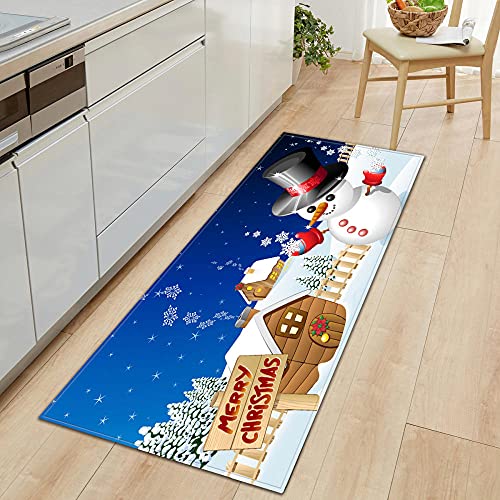 Alfombra de Cocina Decoración navideña Navidad Antideslizante Puerta Acolchada Dormitorio Baño Alfombra Alfombra Alfombra Pad-C_40 * 120cm Cover