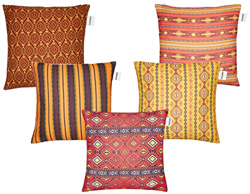 Amazon Brand - Solimo Milkhoy Polyester Printed Cushion Covers, Set of 5, 16 x 16 Inch