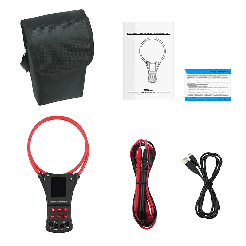 Medidor de Pinza Amperimétrica Flexible para Corriente Alta de AC 10000A, Voltaje AC 750V y DC 1000V, Resistencia 2kΩ con Prueba de Continuidad y Puerto USB miniatura 5
