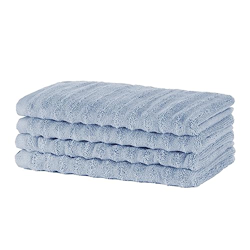 Merana Oslo Handtuch Set | schnelltrocknend, weich & fusselfrei | Frottier Luxus Qualität | 100% Baumwolle Frottee | Oeko-TEX | 590 GSM | Gästetuch & Gesichtstuch | Hellblau (4 x Gästetücher 30x50cm)