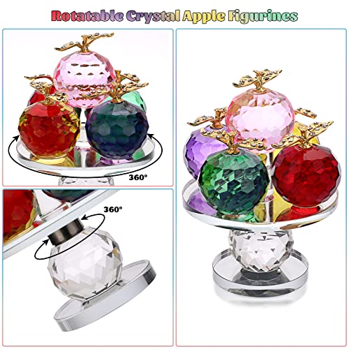 Ownmy Crystal Apple Figurines Collectibles Rotatable Crystal Faceted Apples Ornaments, Sparkly Crystal Apple Tree Ornament Glass Apple Paperweight Crystal Apple Tree Tabletop Decors For Home Office #TOP3