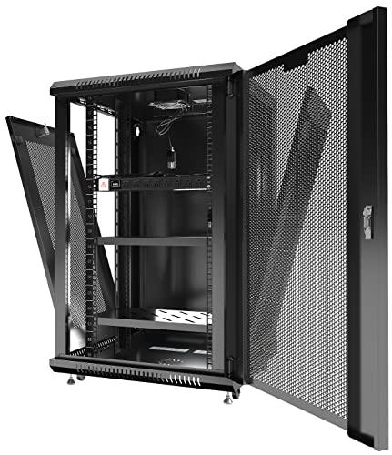 Sysracks - Wall Mount Server Rack - Locking Network Cabinet - Av Enclosure - Vented Audio Rack - Networking Enclosure 24 Inch Depth It Computer Cabinet - Casters - Pdu - Shelf (18U (24"W X24"D X35"H)) #TOP2