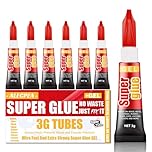 3g (6 Pack), Super Glue Gel, All Purpose, Fast Setting, No Run Formula with Anti Clog Cap, Ideal for Metal, Ceramics, Leather & More