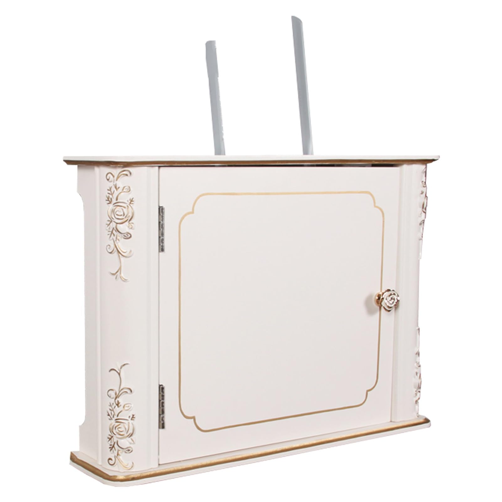 Meiiron Wall Mount WiFi Router Floating Storage Box, WiFi Hub Information Box, Weak Current Box Decorative Shielding Frame Cable Box for Home and Office (Color : Gold)