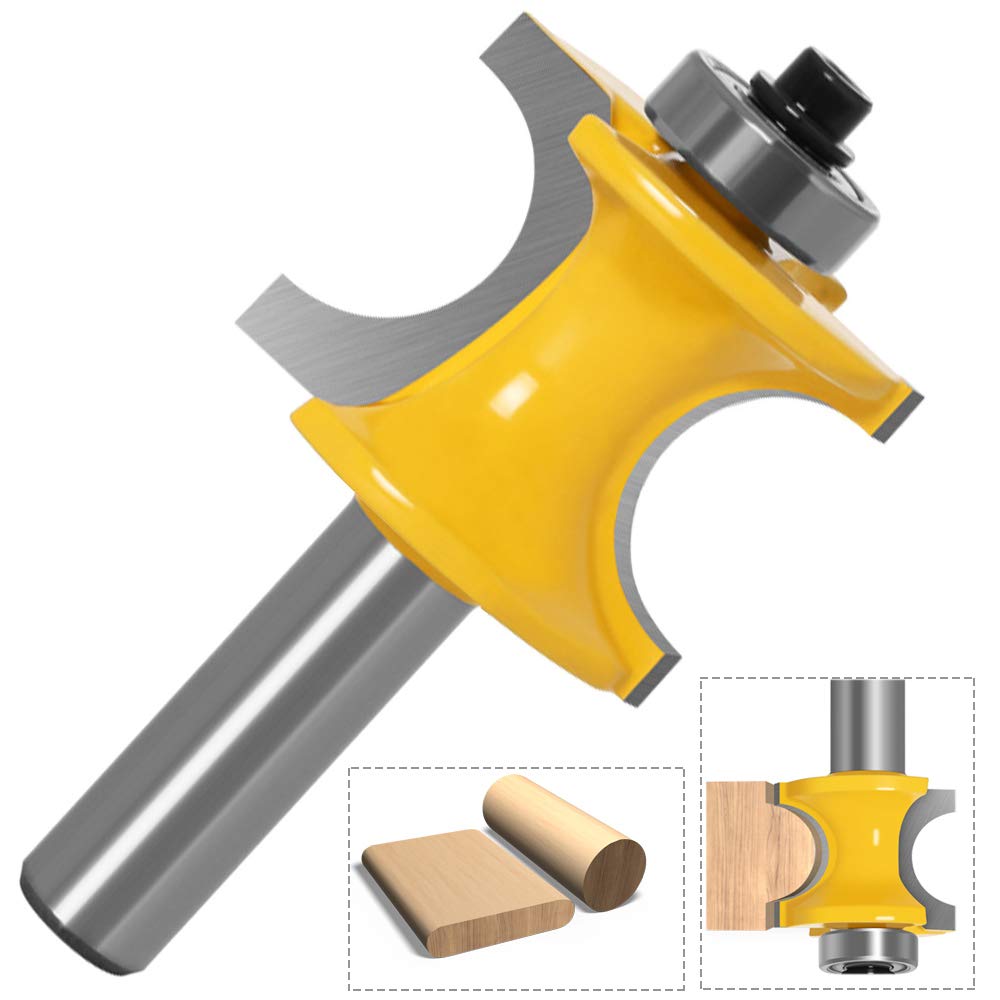 5pcs 8mm Tige Demi-Ronde Bullnose Routeur Bit Fraise à Bois Coupe Rayon 3/8", 5/16", 1/4", 3/16", 1/8,Outile Pour Menuiserie