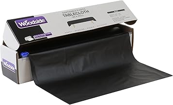 Woodside Disposable Plastic Table Cloth Roll for Parties, Barbecues, Events etc, 33m x 1.35m, Black