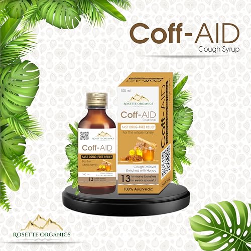 Coff-Aid Cough Syrup Fast Relief With Honey, Tulsi, Mulethi & 10 other Herbs | Ayurvedic Immunity Booster | 100 ml