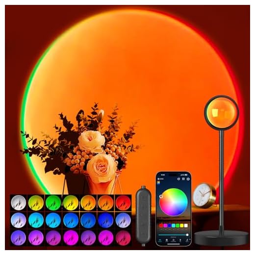 Neroupe Sunset Lamp Projector with APP & Button Control, 360 Degree Rotation Multiple Colors Changing LED Lamp Night Light, Sunset Light for Bedroom Decor/Party/Tiktok Live/Room Decor