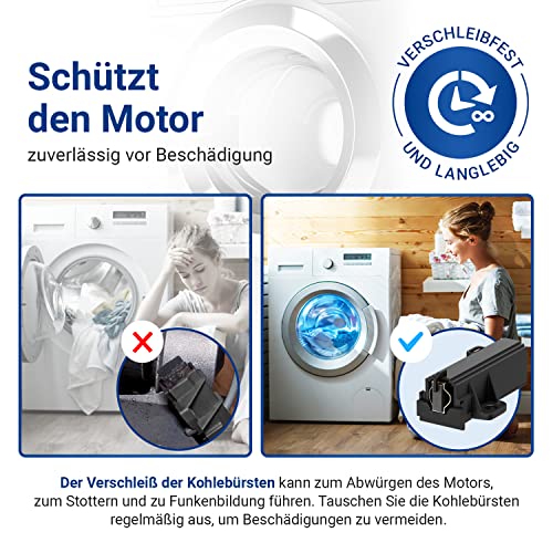 VIOKS 2x Set Motor Kohlebürsten für Waschmaschine Ersatz für 400602015/2 AEG 4,8mm AMP Ersatz Kohlebürsten Waschmaschine Zubehör Electrolux Whirlpool Bauknecht 481281719419 Motorkohlen für SOLE Motor