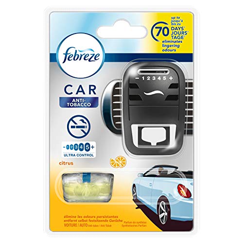 Febreze Kit Diffuseur Voiture, &Eacute;limine les Odeurs de Tabac, Agrumes, 14 ml (Lot de 2 x 7 ml)