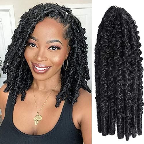 RELBEAUTY Distressed Butterfly 6 Pack Hair Locs Crochet Hair Bundle 12 Inches Locs Hair Pre-curved Short Butterfly Locs