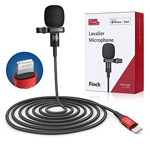 PIXEL Lavalier Microphone for iPhone (Apple MFi-Certified) | Lav Mic for Vlogging | External Microphone for Video Recording, Compatible with All Lightning Devices (10ft) by PIXEL - Used condition - US$29.45