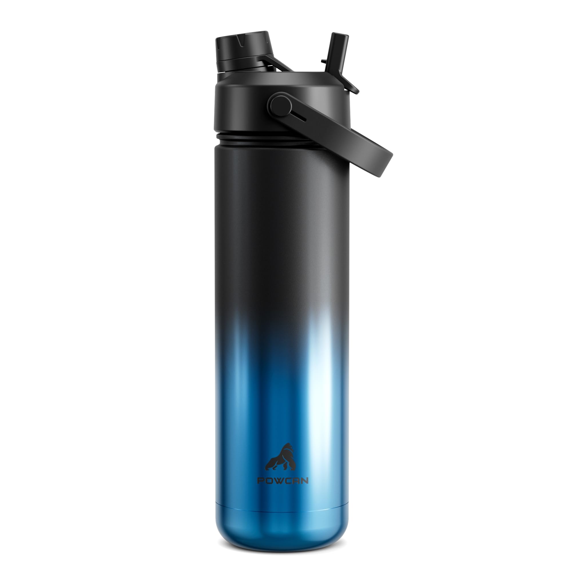 POWCAN 26 oz Insulated Water Bottle with 2-in-1 Straw Spout Lid (Mariner)