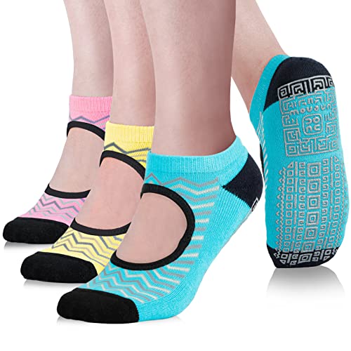 Image of Non Slip Grip Yoga Socks for Women with Cushion for Pilates, Barre, Dance