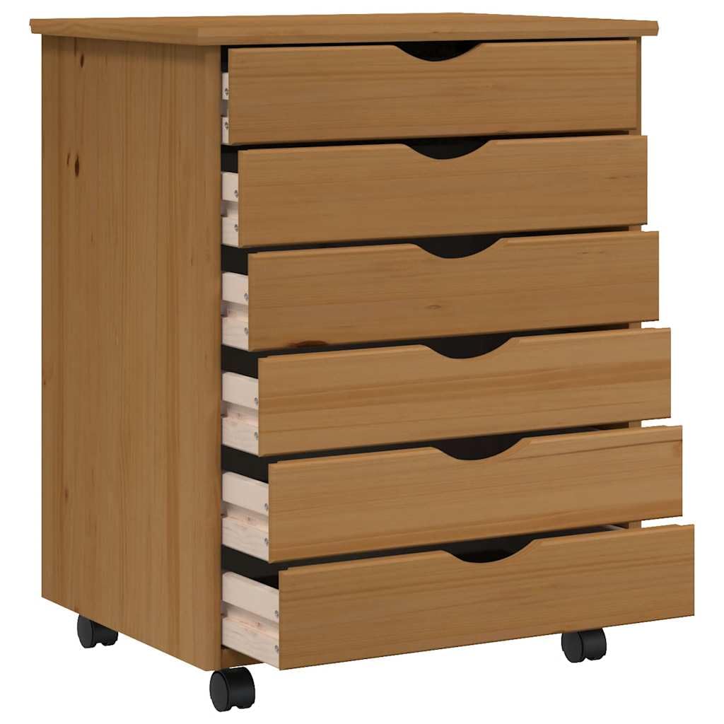 Armadietto con 6 cassetti, in legno massello di pino, 53 x 39 x 65,5 cm, per ufficio, soggiorno, organizzatore