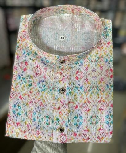 Image of FOXDX Men's Traditional Cotton Floral Printed Only Kurta