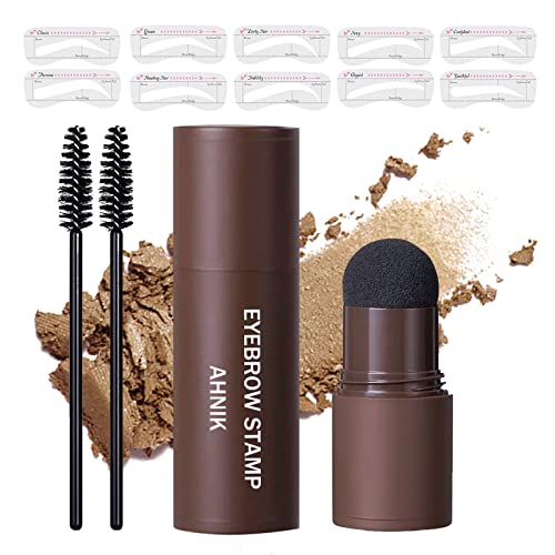 Eyebrow Stamp Stencil Kit One Step Brow Stamp Shaping Kit Waterproof Eyebrow Stamp Long Lasting Brow Stamp And Shaping Kit With 10 Reusable Eyebrow Stencils(Light Brown)
