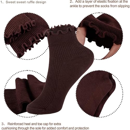 Image of Womens Ankle Casual Socks Lace Ruffle Low Cut Knit Cotton Lettuce Socks for Women Girls