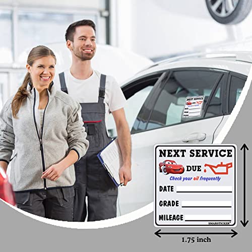 Smarsticker 500 Pcs Oil Change Service Due Reminder Window Stickers Static Cling 1.75X1.75 Inch Low-Tack Auto Maintenance No Residue Car Stickers For Gas Stations,Auto Repair Shops,Windshield #TOP6