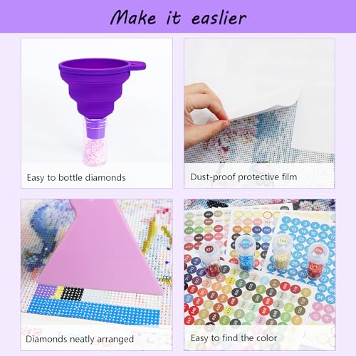 Image of Muzagroo Art Diamond Painting Storage Containers Diamond Art Storage Case with Accessories and Tools Portable Shockproof 60 Slots Organizer Case for Diamond Painting Kits Standard Set (Purple)