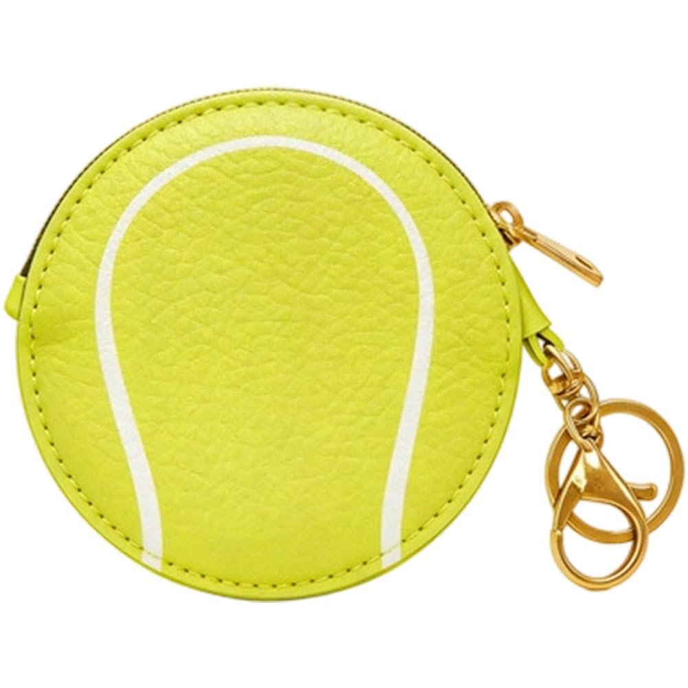 Fituenly PU Leather Ball Shaped Keychain Wallet, Lightweight Waterproof Sports Coin Purse for Coins & Keys, Sporty Sports Activities Accessory