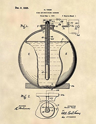 Patent Prints - Fire Extinguisher Grenade - Fireman Wall Art - Patent Art Poster (8.5 x 11) - 407