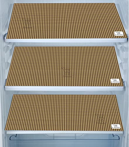 Image of PVC Waterproof 3-Layered Fridge Top Cover /Refrigerator Cover With Utility Pockets and Set of 3 Pc Fridge Mats (Colour-Brown, Size-39x21 Inches)