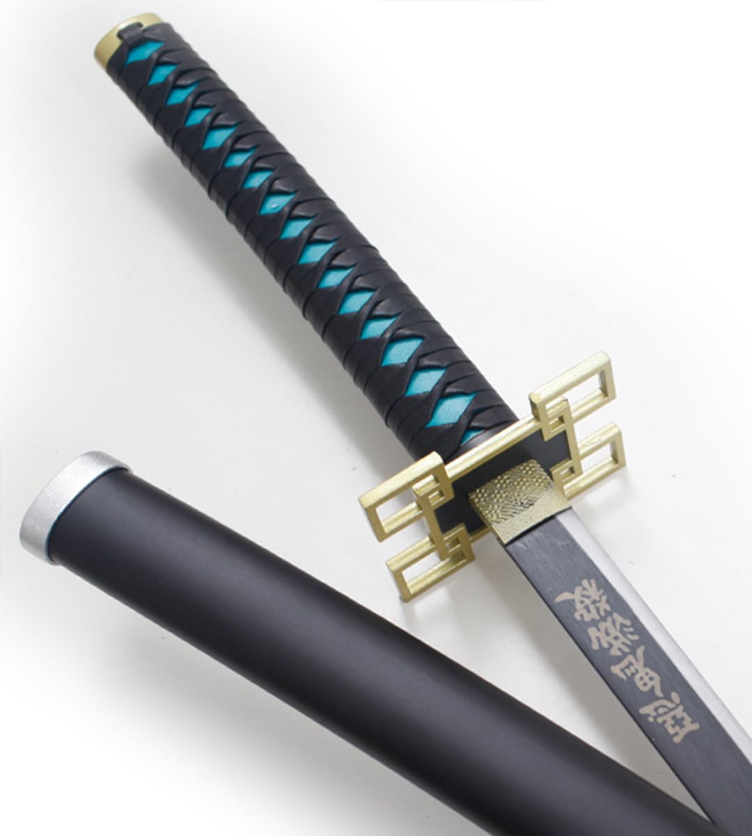Demon Slayer Katana Tokito en Bois Lame Decoration Sabre Muichiro Epee Kimetsu No Yaiba Epée Cosplay Repliksword + Présentoir+ Ceinturon Porte Epee Inclus