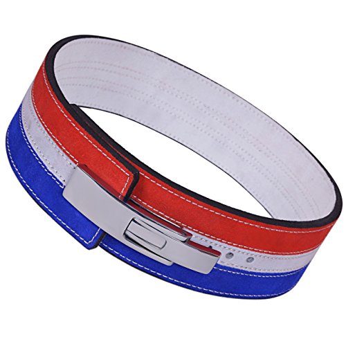 ARD-Champs 10MM Weight Power Lifting Leather Lever Pro Belt Gym Training Red,White & Blue (Medium)