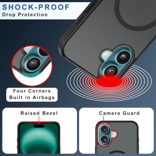 Image of CEDO Magnetic Cover for iPhone 16 Plus | Compatible with MagSafe Wireless Charging | Matte Black Case Designed with Magnetic Lock Shockproof Edge Protection Backcover (Translucent Black)