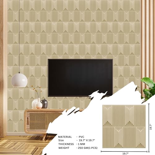 Image of Kayra Decor 3D Wall Panel PVC Artisian Design White Tail Color 19.7 inch x 19.7 inch (Pack of 40) - Covers 107.80 Sq. Ft.