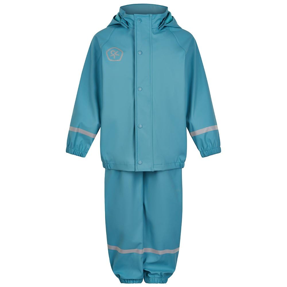 Color Kids Rain Set Solid PU Chaqueta para Lluvia Unisex niños