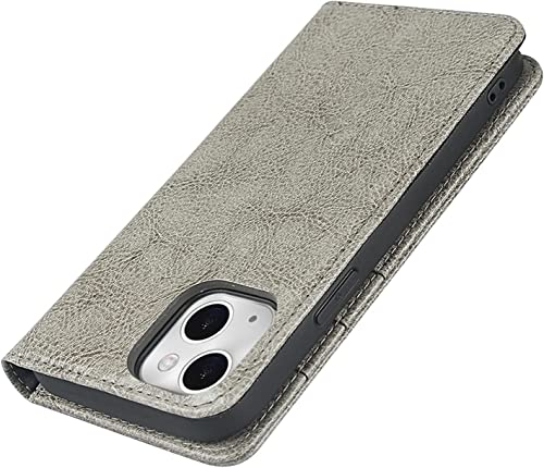 Étui portefeuille iPhone 13 Pro Max gris housse protection rabat cuir anti-choc RFID